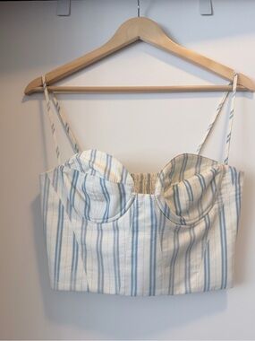 Zara Blue and White Striped Crop Top